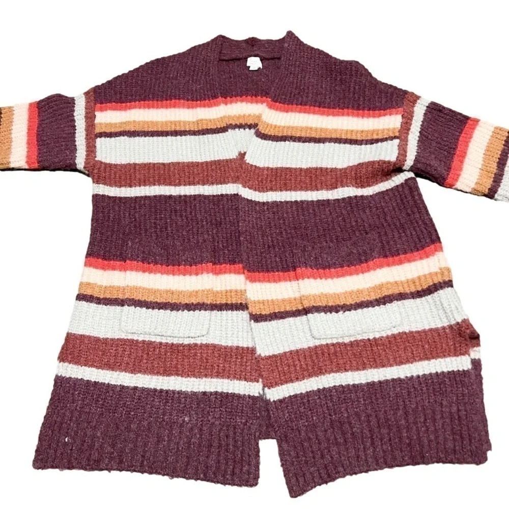 A New Day Oversized Multicolor Red Blended Content Stripe Sweater Women’s Size L